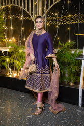 Anarkali suit with aari work detaling